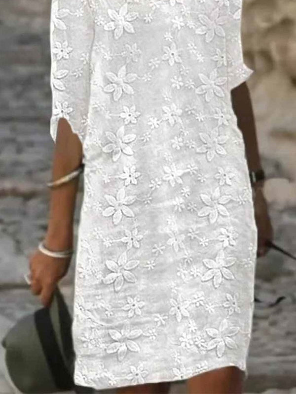 Women’s Floral Lace 3/4 Sleeve Casual Shift Dress