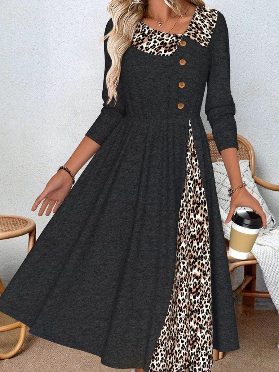 Robe maxi à manches longues léopard sauvage