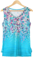 Floral Print Casual V-neck Sleeveless Blouse
