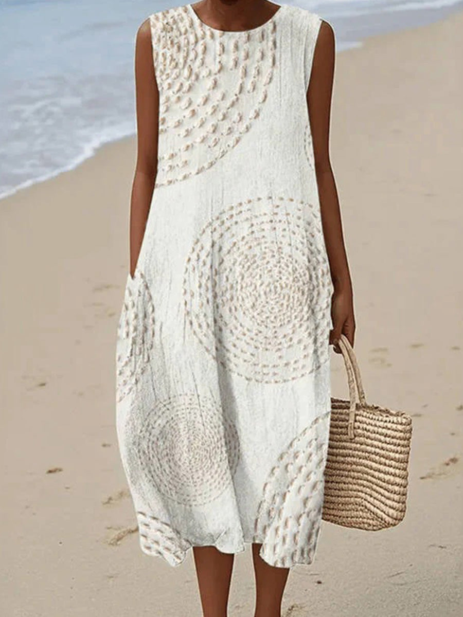 Vintage Casual Round Neck Sleeveless Dress