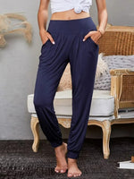 Blau-lila Freizeithose mit Taschen