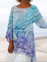 Hauts à col rond à motifs géométriques abstraits