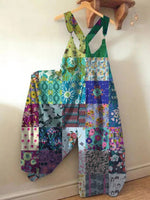 Lockerer Jumpsuit mit Blumen-Karomuster