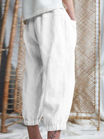 Lässige, schlichte, lockere Cropped-Hose mit Taschen