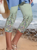 Leggings imprimés floraux décontractés Aqua