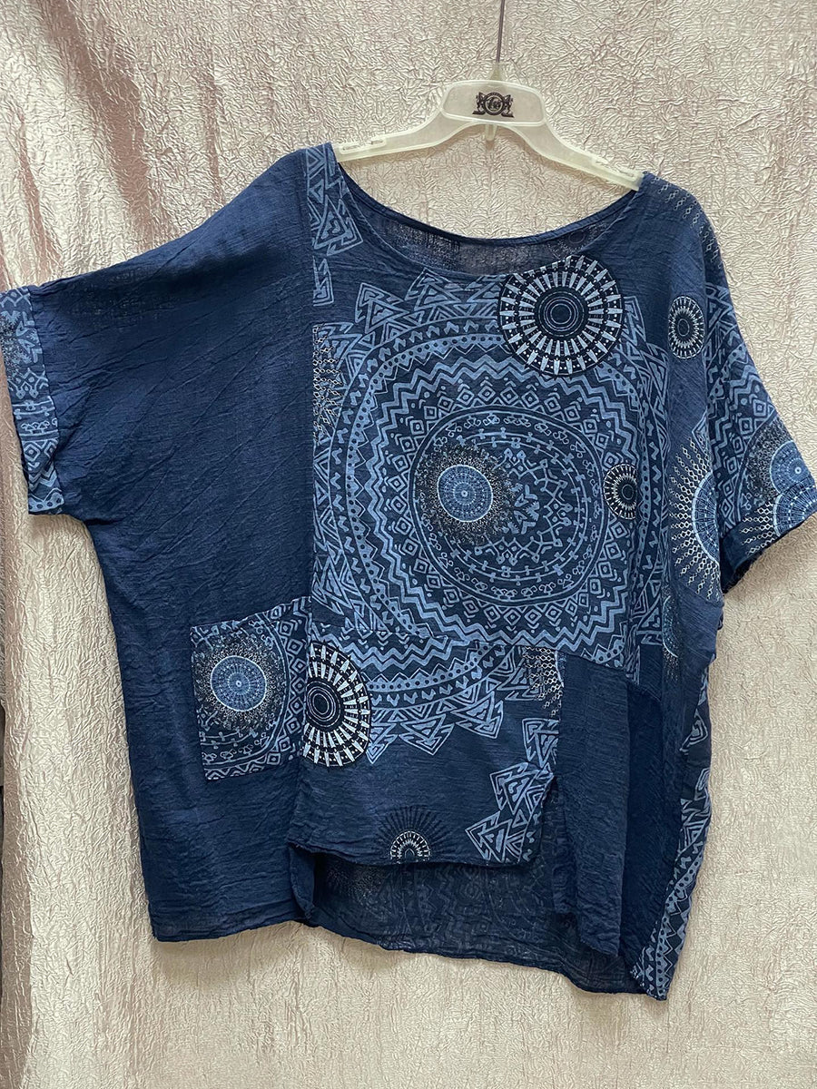 Lässiges Set aus bedrucktem Kurzarm-Top und Hose