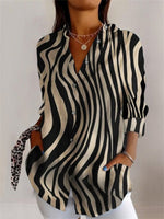 Geometric Print Lapel Long Sleeve Shirt