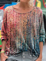 Abstract Printed Round Neck Long Sleeve Casual T-shirt