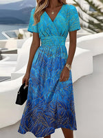 Dreamy V-Neck Short Sleeve Midi Dress