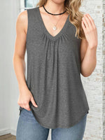 Lässiges, einfarbiges, ärmelloses Tanktop mit V-Ausschnitt