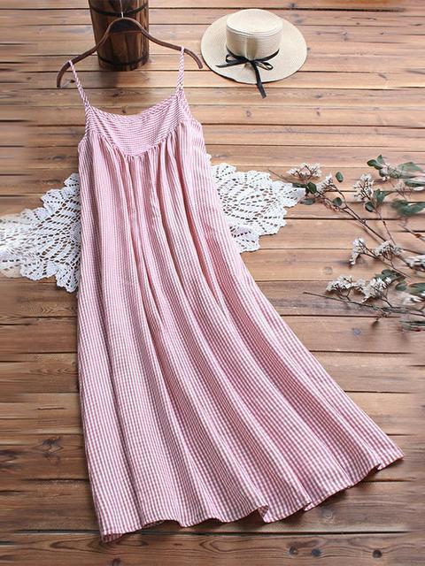 Kurzärmeliges, kariertes, zweiteiliges Sommer-Maxikleid mit Rundhalsausschnitt und kurzen Ärmeln