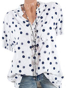 Loose Fitting Short Sleeve Polka Dot Blouse