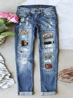 Jean stretch déchiré à ourlet brut effiloché et usé