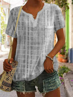 Hauts décontractés à manches courtes et col en V