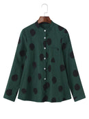 Casual Polka Dot Irregular Long Sleeve Stand Collar Blouse