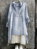 Lässige, gestreifte Tunikabluse mit 3/4-Ärmeln, V-Ausschnitt und Fledermausärmeln