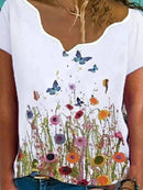 Floral Print Casual Short Sleeve Blouse