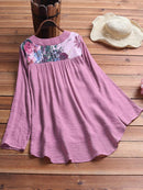 Casual V-neck Floral Print Long Sleeve Blouse