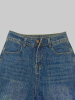 High Waisted Straight Leg Gradient Split-Joint Jean Pants