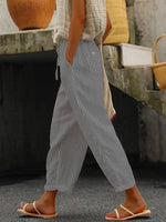 Women’s Striped Drawstring Waist Loose Casual Pants