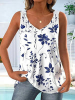 Leaf Print Casual Tank Top