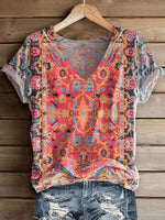 Haut à manches courtes et col en V spécial