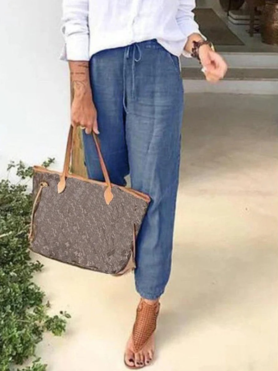 Pantalon décontracté uni pour femme