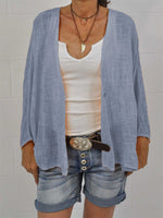 Chemisier uni à col V et manches longues