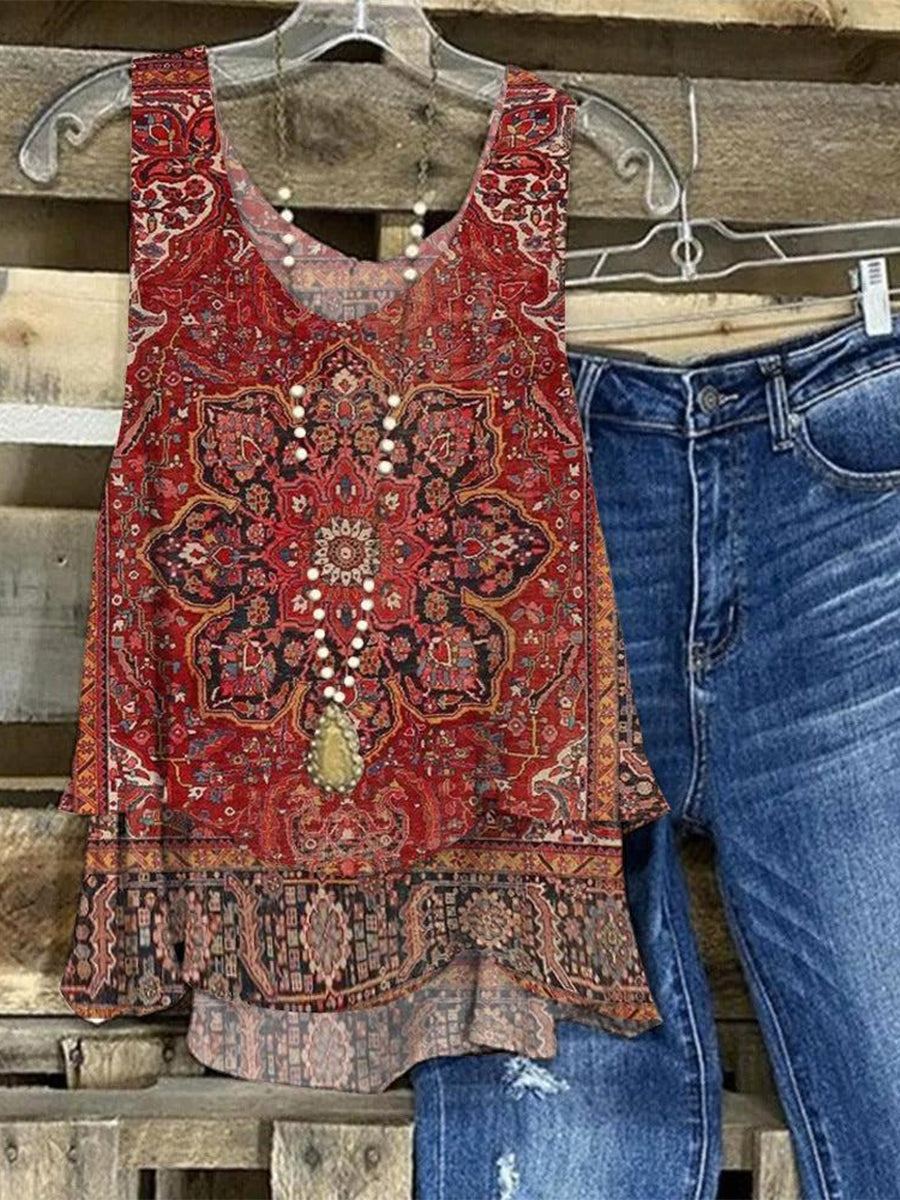 Showy Red Sleeveless Top