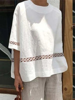 Haut en dentelle de coton et lin pour femme