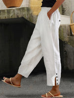 Loose Buttoned Plain Pants