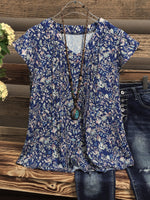 Lässige Bluse mit V-Ausschnitt und mehrfarbigem Blumenmuster