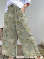 Simple Leaf Loose Green Pants