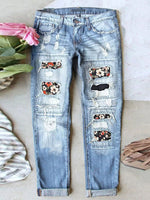 Jean stretch déchiré à ourlet brut effiloché et usé