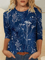 Fashion Printed Loose Round Neck Casual Blouse