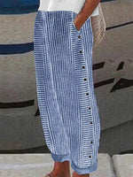 Dark Blue Striped Side Pocket Pants