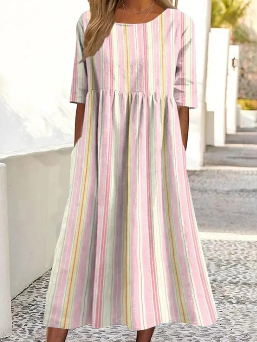 Lässiges Midikleid mit Rundhalsausschnitt und kurzen Ärmeln