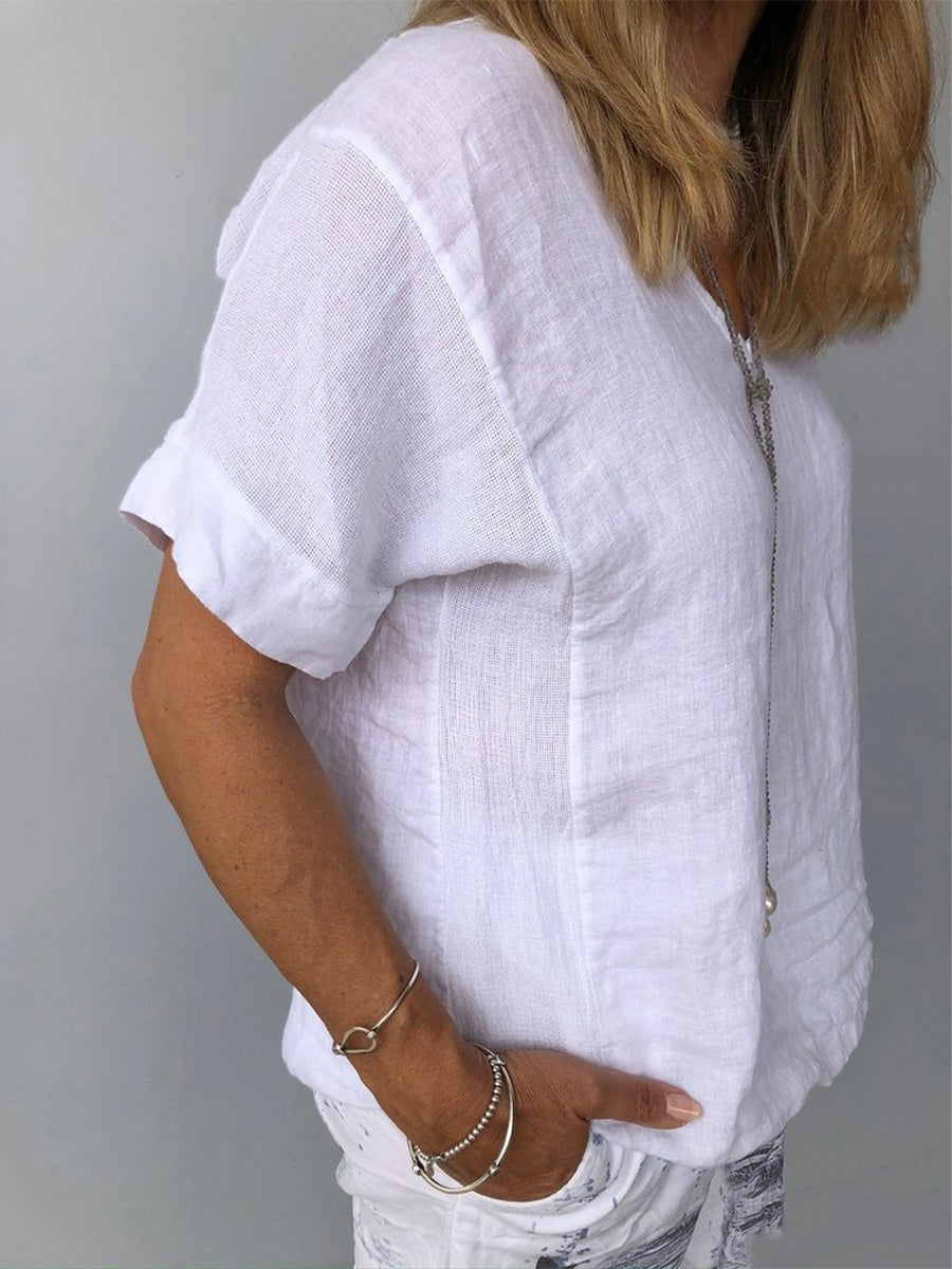 Hauts décontractés d'été à manches courtes unis