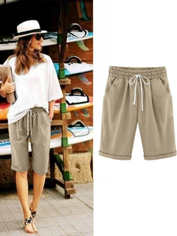 Women’s Casual Loose-Fit Cotton Summer Shorts with Pockets