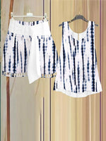 Ensemble deux pièces blanc sans manches à col en V