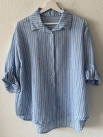 Fresh Striped Print Collared Long Sleeve Shirt