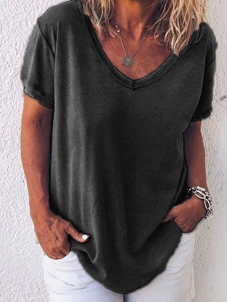 Women’s Casual V-Neck Short Sleeve Summer Loose T-Shirt