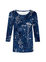 Fashion Printed Loose Round Neck Casual Blouse