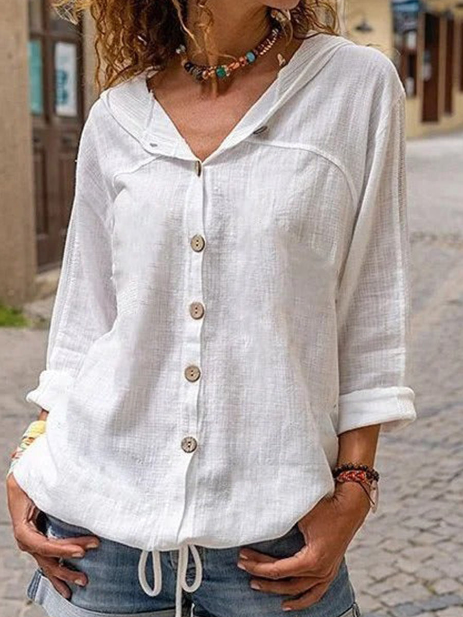 Lässige weiße Langarmbluse