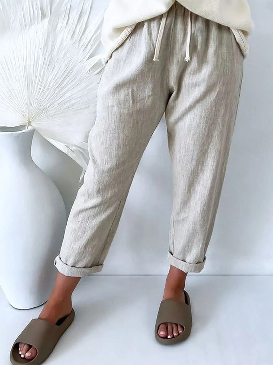 Gray Drawstring Long Pants