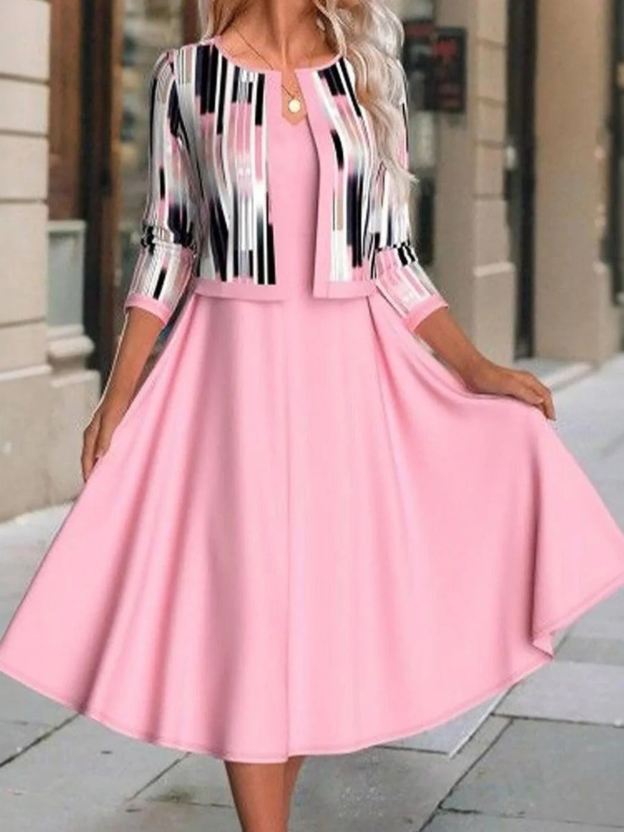 Robe midi rose poudré avec veste
