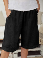 Women’s Elastic Waist Bermuda Shorts with Side Buttons