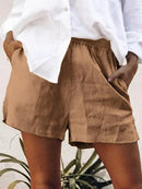 Women’s Lightweight Cotton Drawstring Shorts with Pockets