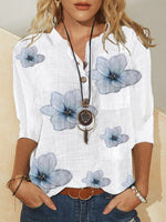 Women’s Floral Print Button-Front Casual 3/4 Sleeve Blouse