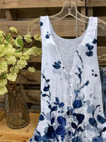 Lässige, ärmellose Sommerbluse mit V-Ausschnitt und Blumenmuster, ärmellos